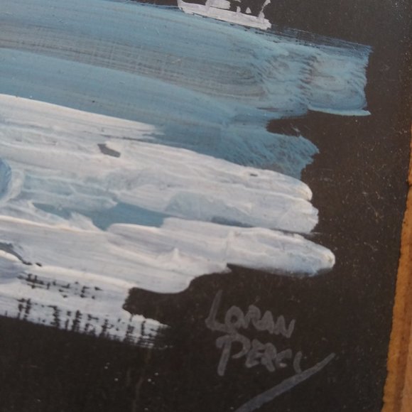 Vintage artist signed Loran Percy Lighthouse theme Painting on a School Slate - Picture 8 of 15